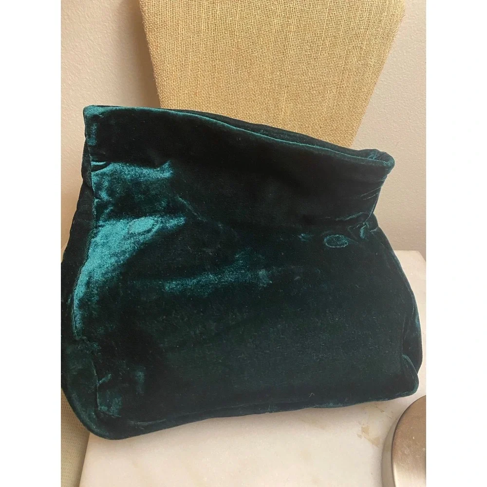 green velvet asis purse - roll top clutch bag.
